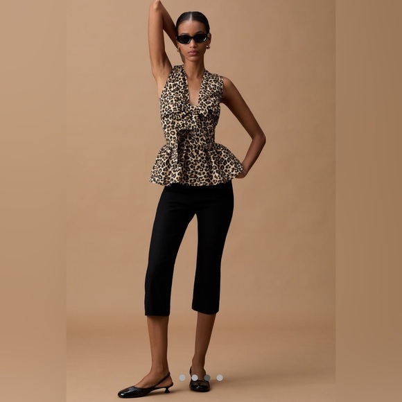 Anthropologie’s Maeve Bow Front Peplum Leopard Print Blouse - Picture 3 of 7